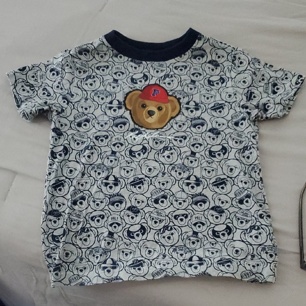 Polo Ralph Lauren Kids' Blue and White Bear Tee